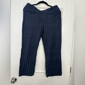 Betabrand Navy Pinstripe Crop Trousers